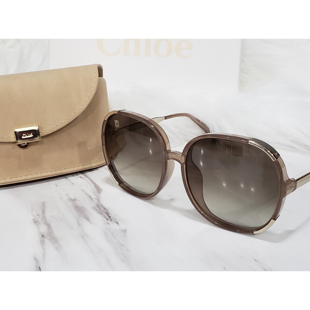 NEW Chloe CE721SA Dark Brown Brown Gold Plastic Hardware Sunglasses